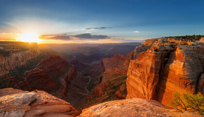 Majestic Canyon Landscape At Sunset
