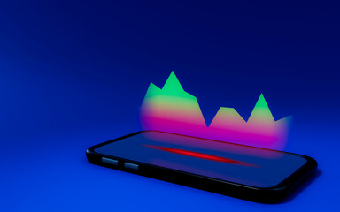Financial Market Graph Emerging from Smartphone Screen Representing Mobile Trading, Economy, and Digital Investment Growth 3D Rendering