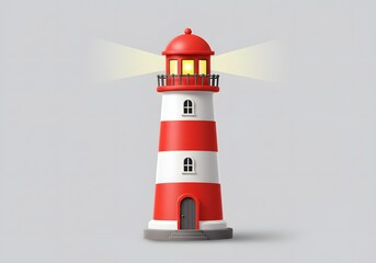 Stylized 3D Lighthouse with Glowing Light Beam