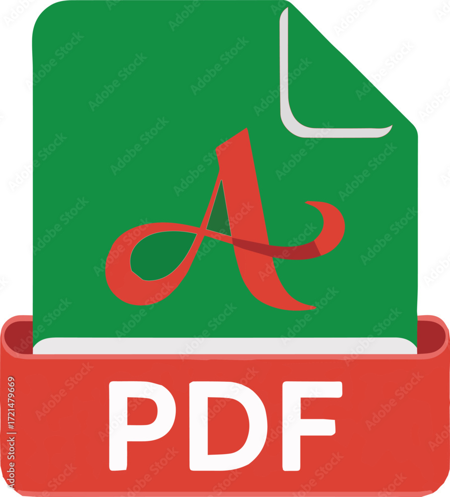Poster vector art of pdf file icon with red a logo for document format