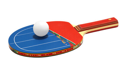 Ping pong table tennis sport game competition recreation leisure activity paddle ball equipment match play fun hobby exercise training tournament championship indoor activity red blue white wood 