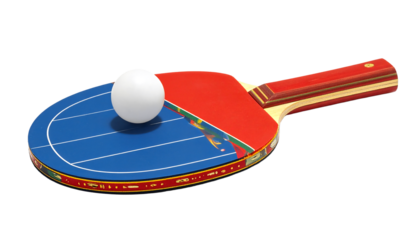 Ping pong table tennis sport game competition recreation leisure activity paddle ball equipment match play fun hobby exercise training tournament championship indoor activity red blue white wood 