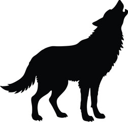 wolf howling moon night icon vector, forest predator symbol illustration
