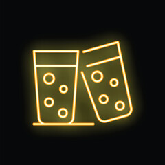 Neon sign representing two glasses making cheers, with bubbles, for bars and restaurants
