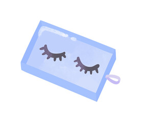 Cute fake eyelashes makeup box illustration