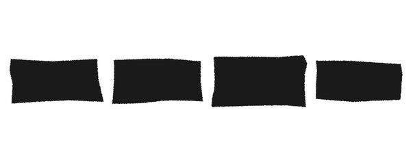 Torn Paper Pieces Frames set. Black grunge jagged rectangle frames. Vector Collage Shape of Black Ripped Papers Silhouettes Sheet for Sticker, Collage, Banner isolated on white background. 