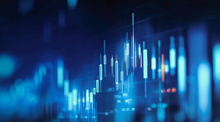 Shimmering financial chart depicting business growth with blue c