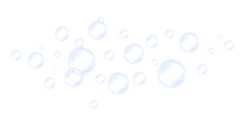 Transparent bubble overlay illustration featuring various sizes of bubbles floating against a soft white background, ideal for creative design projects and enhancing visual storytelling