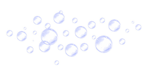 Transparent water bubbles floating on a soft gradient background, creating a whimsical and refreshing atmosphere ideal for design projects and creative overlays