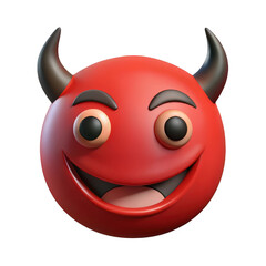 Obraz premium 3d devil emoji with horns isolated on transparent background