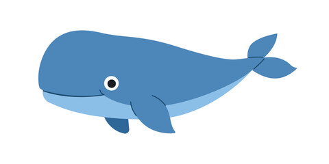 Cute kawaii sperm whale illustration on a white background, perfect for children’s educational projects, marine life awareness, playful ocean decorations, and creative animal artwork