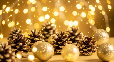"Festive Christmas & New Year Background with Gifts and Pine Decorations"