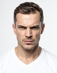 Obraz premium Studio portrait of an angry man on white background