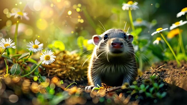 mole in the summer garden. Selective focus. nature.