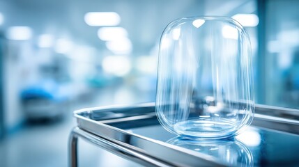 Glass Jar on Stainless Steel Tray in Modern Laboratory Environment
