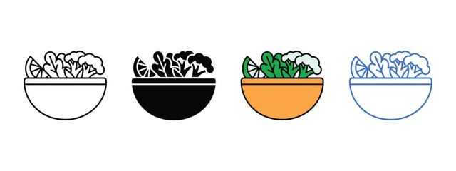 Salad bowl icon vector. create a vibrant and fresh aesthetic for your food projects and wellness promotions now symbol. vector illustration.