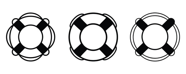 life preservers arranged. set of life preservers icons