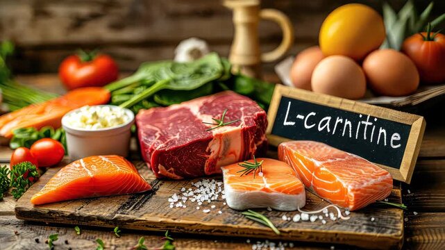 L-carnitine in food on the table. Selective focus. food.