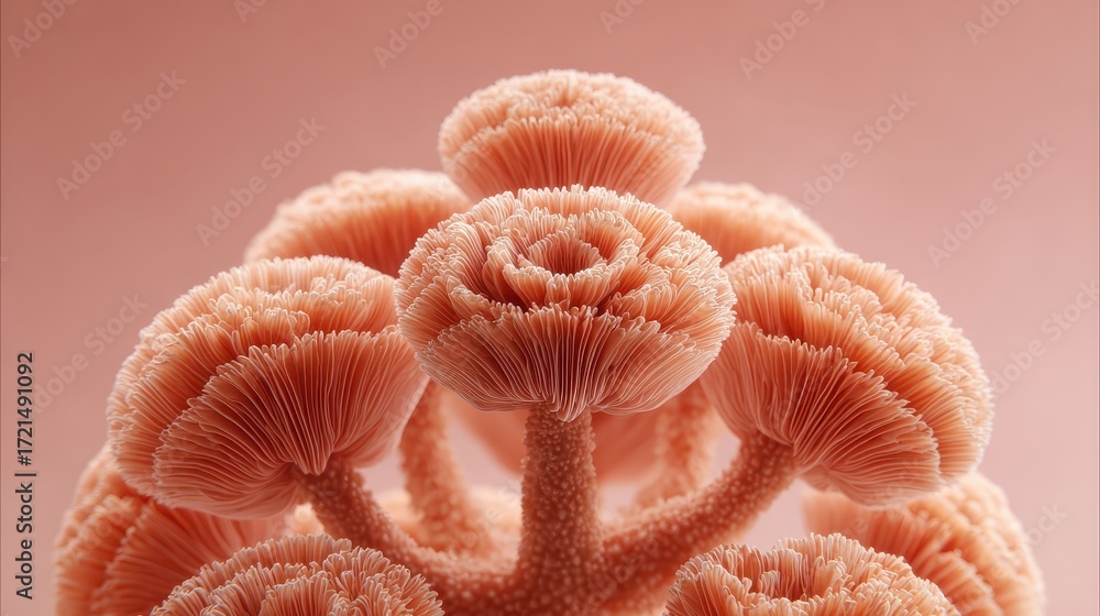 Poster delicate coral fungus with intricate patterns on soft background