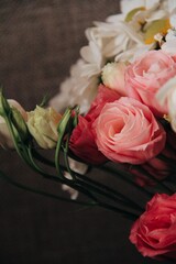 bouquet of pink roses eustoma
