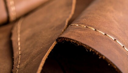 Close-up view of brown leather sheets