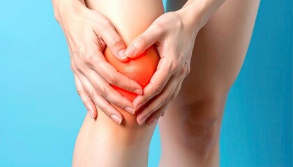 Woman with Painful Swollen Knee Joint.