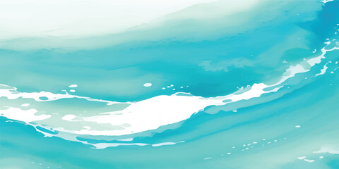 Obraz premium Abstract Aqua Blue Watercolor Wash with Minimal Gradient Flow and Ocean Inspired Artistic Paper Texture for Branding
