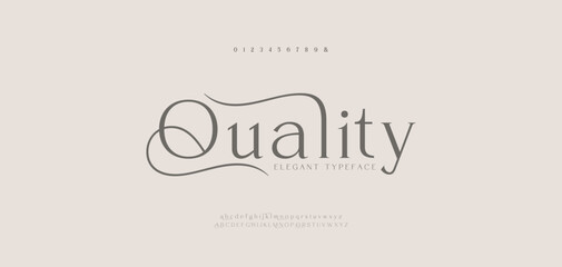 Quality, Elegant wedding logo alphabet letters font. Typography luxury classic lettering serif fonts decorative vintage retro logos and number. vector illustration