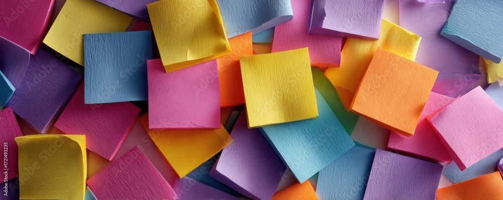 Aufkleber A colorful assortment of sticky notes in various shades, creating a vibrant and organized visual display.