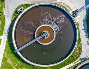 Aerial View of a Circular Water Treatment Facility.