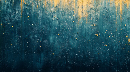 Textured teal and gold abstract surface with distressed paint and subtle speckles, perfect for artistic backgrounds and modern design elements.