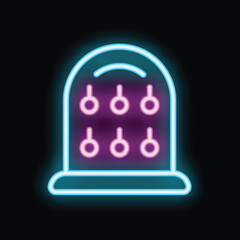 Glowing neon icon of a ring toss game at a carnival or amusement park