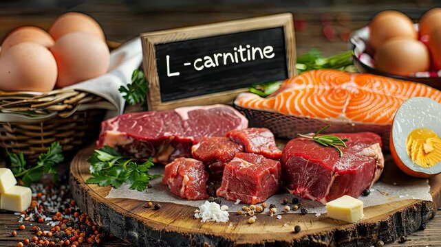 L-carnitine in food on the table. Selective focus. food.