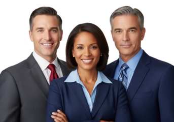 Confident Professional Team Portrait with Business Attire on White Background