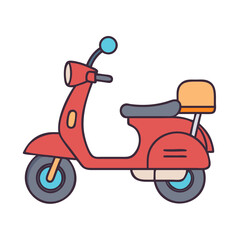 Obraz premium Stylized Vintage Red Scooter with Blue Accents Illustration Isolated on White