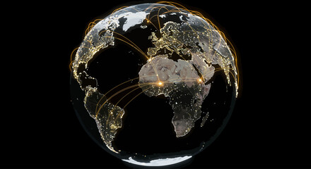 earth globe on black background