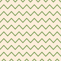 Leaf green rounded zigzag lines over a cream background in a seamless pattern. Ideal for natural, clean, and minimal design uses in both print and digital formats.