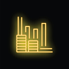 Neon yellow bar chart representing positive business growth with copy space on black background