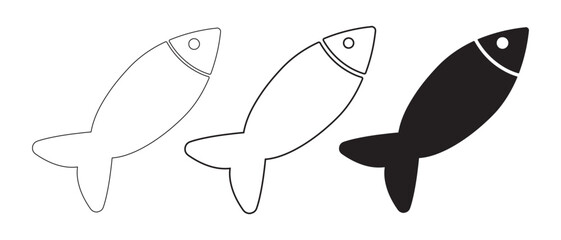 Fish icon set. isolated on white background for seafood or pet shop concept.