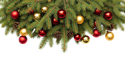 Fototapeta premium Christmas Tree Base with Red and Gold Ornaments