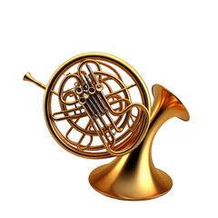 Golden French Horn, 3D rendering