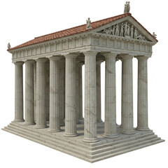Obraz premium 3D Classical Temple Model with Corinthian Columns & Sculptural Pediment
