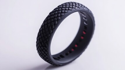 High-Quality Black Rubber Bracelet with Intricate Pattern Design