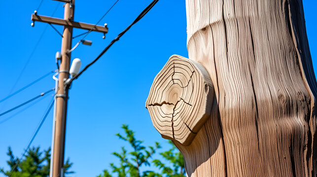Old wooden telephone pole
