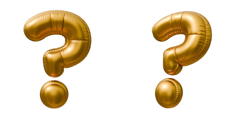 Set of golden foil balloon question mark or ? icon on a isolated background. Gold balloon symbol collection for your design decoration element  promotion, sale price, discount or finance. © HalukYakup