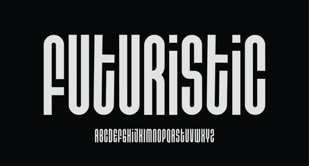 Futuristic condensed sans serif typeface. Alphabet vector font with minimalist style.


