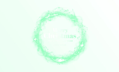 Green watercolor illustration featuring a circular design with festive elements, conveying a cheerful holiday spirit for Christmas and New Year celebrations with copy space