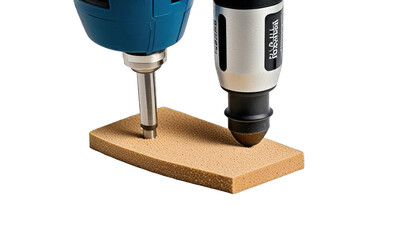 Close-up of power tools on foam