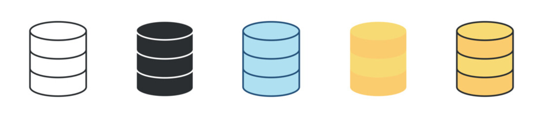 Database Icon Set Multiple Style Collection