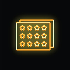 Yellow neon icon representing a customer satisfaction survey with a grid of five star ratings
